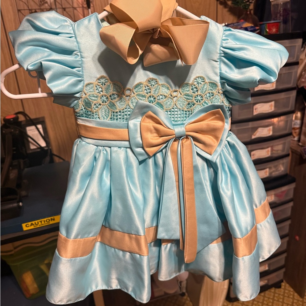 Blue and Tan Kids Costume Dress